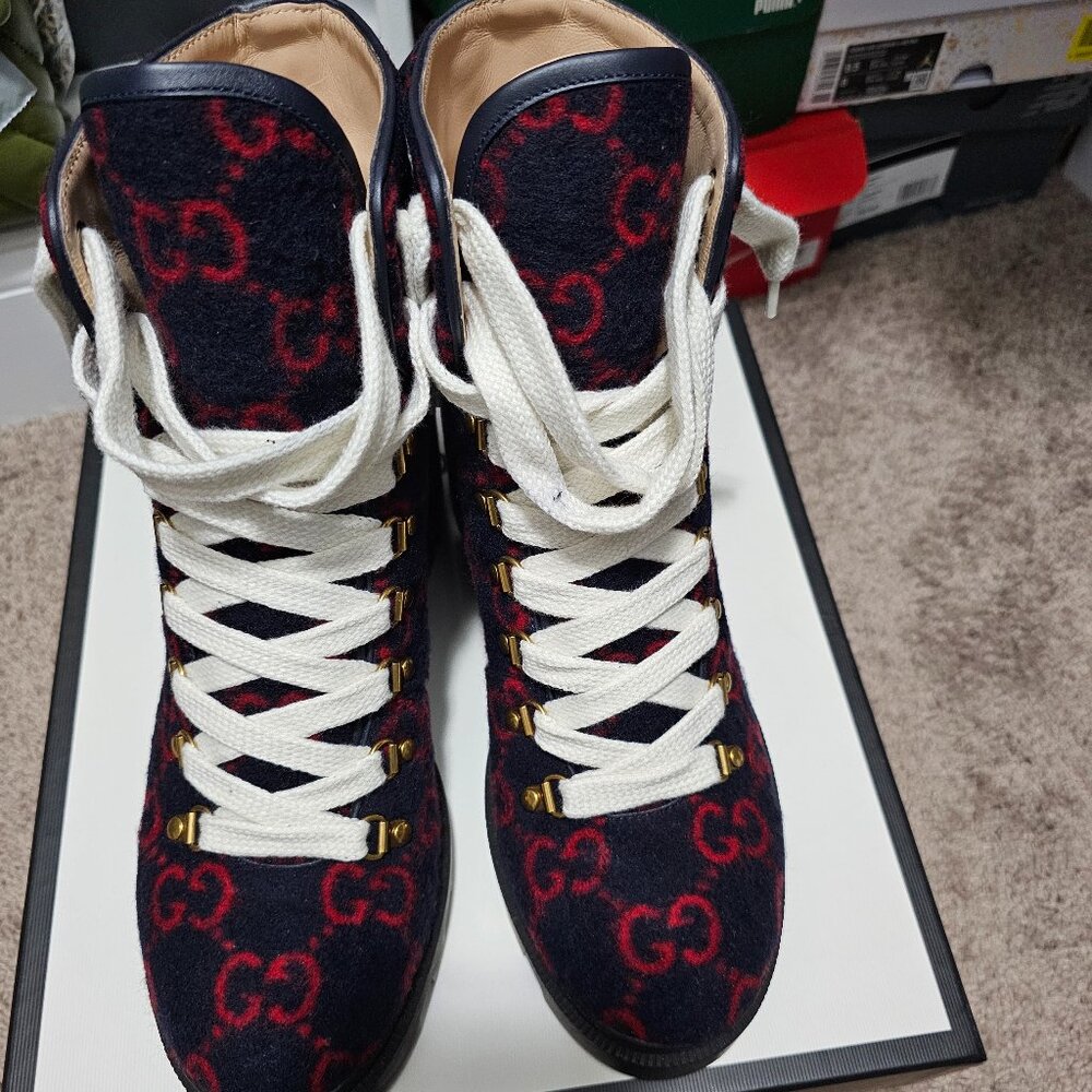 Gucci GG Wool Combat Boots